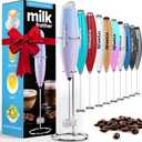 PowerLix Powerful Handheld Milk Frother With Stand Battery Operated Foam Maker Frother Wand For Coffee (Blue)
