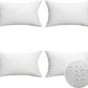 Home Brilliant Outdoor Lumbar Pillow Covers Waterproof White Throw Pillow Covers for Couch Patio Bench Chair, 12 x 20 inch, Set of 4, White