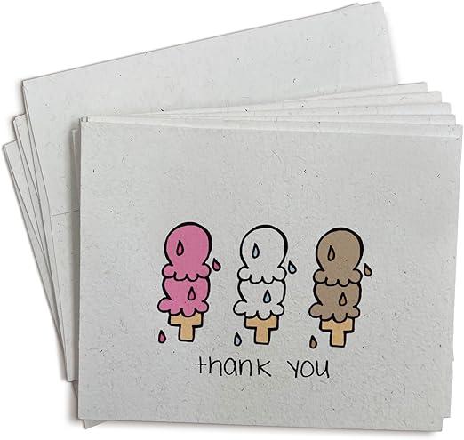 Ice Cream Thank You Cards  24 Greeting Cards with Envelopes