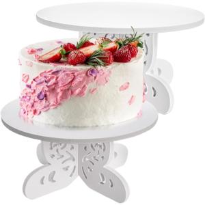 2 Pack 12 Inch Butterfly Cake Stand, PVC Cupcake Stand, Dessert Display Holder, Party Table Cake Serving Platter for Wedding, Birthday, Baby Shower, Tea Party, Home Centerpiece Decor