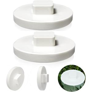 Frienda 2 Pcs 6 Inch NPT Male Threaded PVC Cleanout Plug PVC DWV Pipe Fitting Flush Sewer Cleanout Cap Cover Adapter for Plumbing Water Line Drainage Piping System