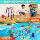 Pool Basketball Hoop Floating with Anti-Tip & Anti-Drift Design, Basketball & Ring Toss Pool Toys for Kids Ages 4-8, 8-12, Summer Outdoor Water Toys Pool Games for Adults and Family