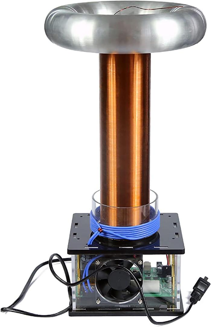 Bluetooth High-Power Music Tesla Coil Touchable Artificial Lightning Spark Gap Arc Generator Plasma Loudspeaker Desktop Electric Power Toy Wireless Transmission Model Science Teaching, 12 * 18 * 40 Cm