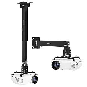 Projector Ceiling Mount and Wall Mount with Adjustable Arm, Universal Projector Mount for LCD/DLP Projectors, Flush Mount Option, Built-in Cable Management, 40lb Capacity, Black