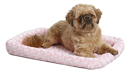 MidWest Homes for Pets Bolster Dog Bed 24L-Inch Pink Dog Bed or Cat Bed w/ Comfortable Bolster | Ideal for "Small" Dog Breeds & Fits a 24-Inch Dog Crate | Easy Maintenance Machine Wash & Dry (Pink)