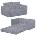 Serta Perfect Sleeper Extra Wide Convertible Sofa to Lounger - Comfy 2-in-1 Flip Open Couch/Sleeper for Kids, Grey