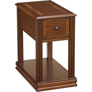 Signature Design by Ashley Breegin Chair Side End Table, 1 Drawer, 1 Fixed Shelf, Veneers, Wood, 13.13" W x 22.13" D x 23" H, Brown
