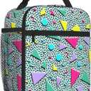 Green 80s 90s Neon Retro Insulated Lunch Bag for Women & Men, Reusable Leak-Proof Lunch Box with Cooler Compartment, Lunch Tote for Adults Work Travel Picnic Durable & Washable