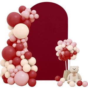 6FT Spandex Fitted Wedding Arch Cover Round Top Stand Chiara Cover Backdrop Cover for Wedding Birthday Party Ceremony Baby Shower Decoration(Burgundy)