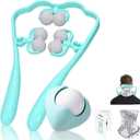 Neck Massager& Massage Ball Set, Neck Massager for Pain Relief deep Tissue, Handheld Neck and Back Massager Body Foot Roller