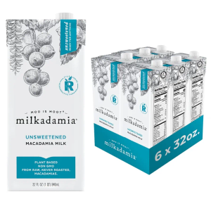milkadamia Macadamia Milk - Unsweetened - 32 Fl Oz (Pack of 6) - Lactose Free, Vegan, Shelf Stable, Plant Based, Non Dairy, Dairy Free, BB Date: 24/03/2026