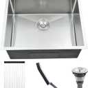 25 Inch Laundry Sink, 25x22 Drop in Kitchen Sink Stainless Steel Utility Sink with Cleaning Brush 12 Inch Deep Single Bowl 16 Gauge Laundry Room Outdoor Basin