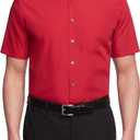Van Heusen Men's Short Sleeve Dress Shirt Regular Fit Poplin Solid (15" Neck, Flame)