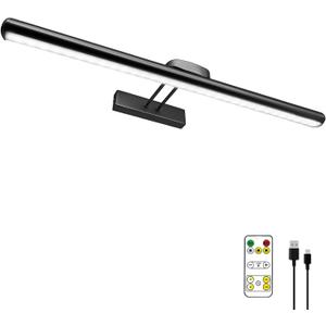 MQOUO 24.4" Wireless Picture Lights, Rechargeable Battery Art Display Light with Remote Control, Dimmable/Timer Off Dartboard Light, 3 Lighting Modes Full Metal Painting Display Lights (Black-1Pack)