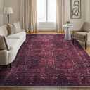 Bloom Rugs Washable Non-Slip 6' x 9' Rug - Dark Red Traditional Bordered Area Rug for Living Room, Bedroom, Dining Room, and Kitchen - Exact Size: 6' x 9'