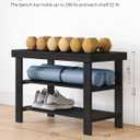 SONGMICS Shoe Rack Bench, 3-Tier Bamboo Shoe Storage Organizer, Entryway Bench, Holds Up to 286 lb, 11.3 x 27.6 x 17.8 Inches, for Entryway Bathroom Bedroom, Ink Black ULBS04H