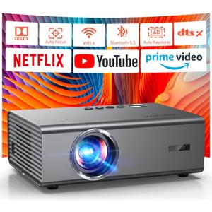 4K Projector with Built-in Apps, 1500ANSI Auto Focus&6D Keystone Dolby Audio Kogata Smart Projector with WiFi 6 Bluetooth Outdoor Movie Proyector for Home Theater HDR10+ UPGRADE