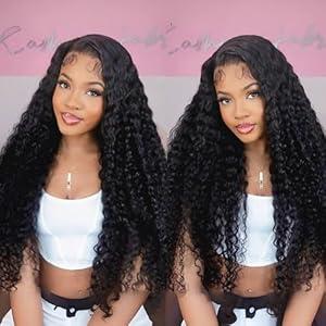tsiyu 32 Inch 13x6 Full Lace Front Wigs Human Hair Pre Plucked Deep Wave 180 Density HD Lace Frontal Wig With Baby Hair Transparent Glueless Deep Curly Human Hair Wigs for Women