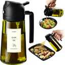 TrendPlain - Original 16oz/470ml Olive Oil Dispenser Bottle for Kitchen Gadgets and Air Fryer Accessories - Olive Oil Sprayer for Cooking w/Stickers - Black/Green