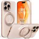 TORRAS 360 Magnetic Stand for iPhone 16 Pro Case, Ostand 3.0 [Fit for MagSafe] [4X Mil-Grade Shockproof] Rotatable Kickstand Cover, Camera Control Button, Translucent Desert Titanium, O3 Fitness