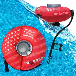 Inflatable Floating Drink Holder for Pool - Drink Float bar floaties for Adults to Hold Beer Can, Cup or Wine Bottle in Hot Tub, Swimming Pool, Lake or Boat - Red Large