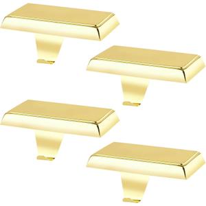 4 Pack Christmas Stocking Holders, Metal Mantel Hangers with Anti-Slip Base for Fireplace Decorations (Gold-4)