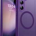 CANSHN Designed for Samsung Galaxy S23 Case [Full Camera Protection] [Compatible with MagSafe] Translucent Matte Shockproof Protective Phone Cover 6.1 Inch - Deep Purple