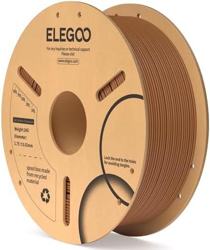 ELEGOO PLA Filament 1.75mm Brown 1KG, 3D Printer Filament Dimensional Accuracy +/- 0.02mm, 1kg Cardboard Spool(2.2lbs) 3D Printing Filament Fits for Most FDM 3D Printers