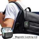 2 x RFUNGUANGO for AirPods Pro 2nd Generation Protective Case, with Phone Holder Function, Magnetic Cover Lock, for AirPods Pro 2nd/1st Generation Full Drop-Proof Protective Case with Lanyard, Black
