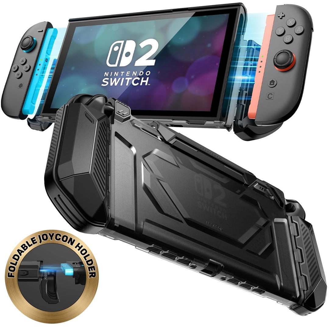 i-Blason for Nintendo Switch 2 Case Dockable [Ergonomic Grip] [Military-Grade Protection] [Quick-Release Joycon Controllers Holder] Comfortable Fit Protective Case for Switch 2 Grip (2025) (Black)