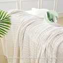 Aganear Waffle Blanket - Lightweight Breathable Summer Blanket of 50% Cotton and 50% Rayon Derived from Bamboo for Hot Sleepers Luxury Throws for Bed, Couch and Sofa,Beige,90x90 Inches (Queen)