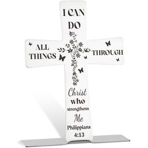 Christian Gifts for Daughter,Religious Gifts for Daughter, Scripture Gifts for Daughter, Cross Gifts for Daughter, Retro Stainless Steel Cross Sign With Inspirational Quotes,5.11 x3.74inch,HAA4