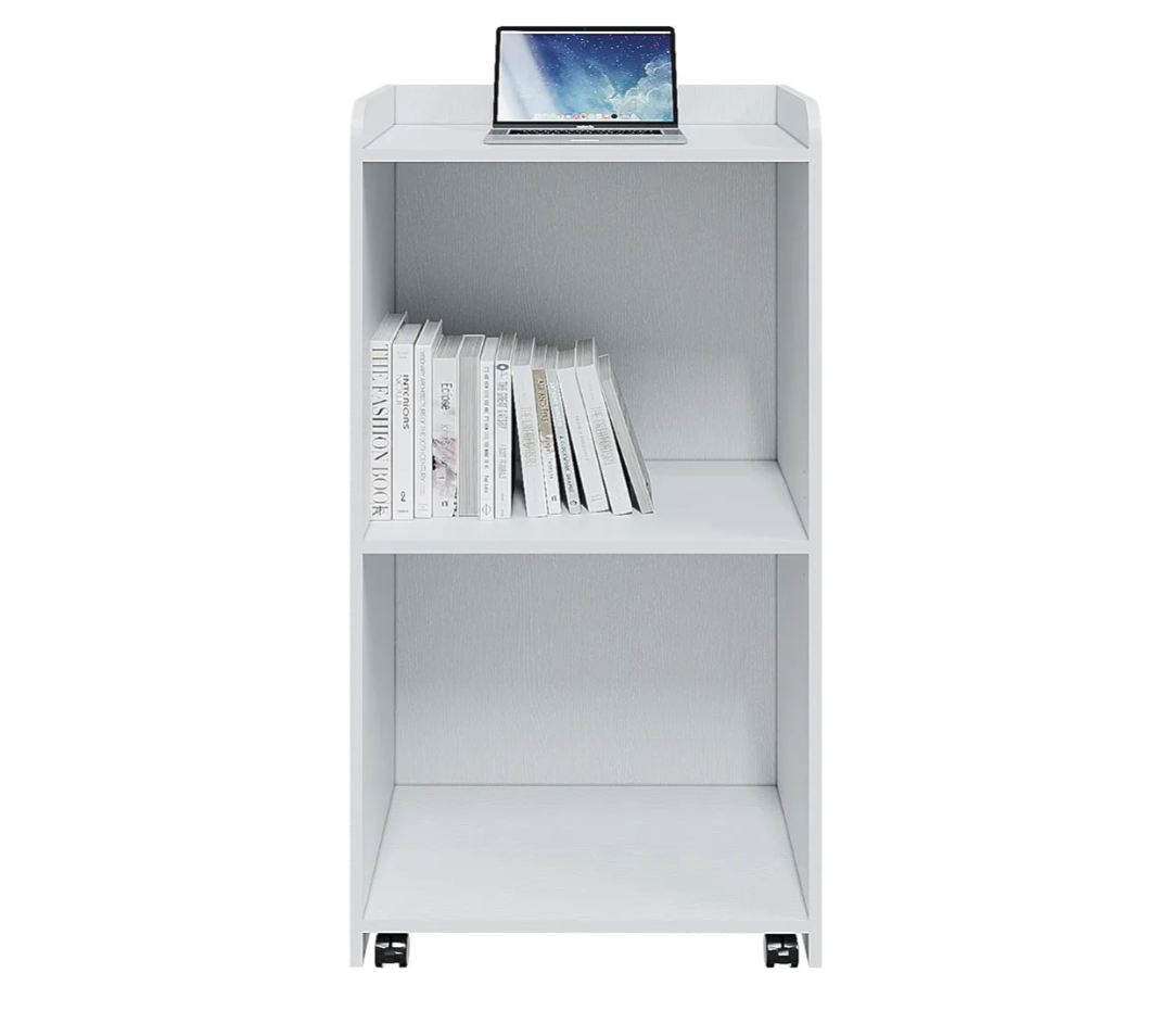 Podium Stand Portable with Wheels, floor stand for church, meeting, debate with large storage area (white)
