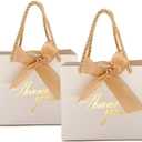 TKSBAG 20 Pack Small White Thank You Gift Bags With Handles-5.5''x 2.3''x4.7'' Mini Gift Bags Bulk for Baby Shower, Birthday, Wedding, Back to School, Summer Party