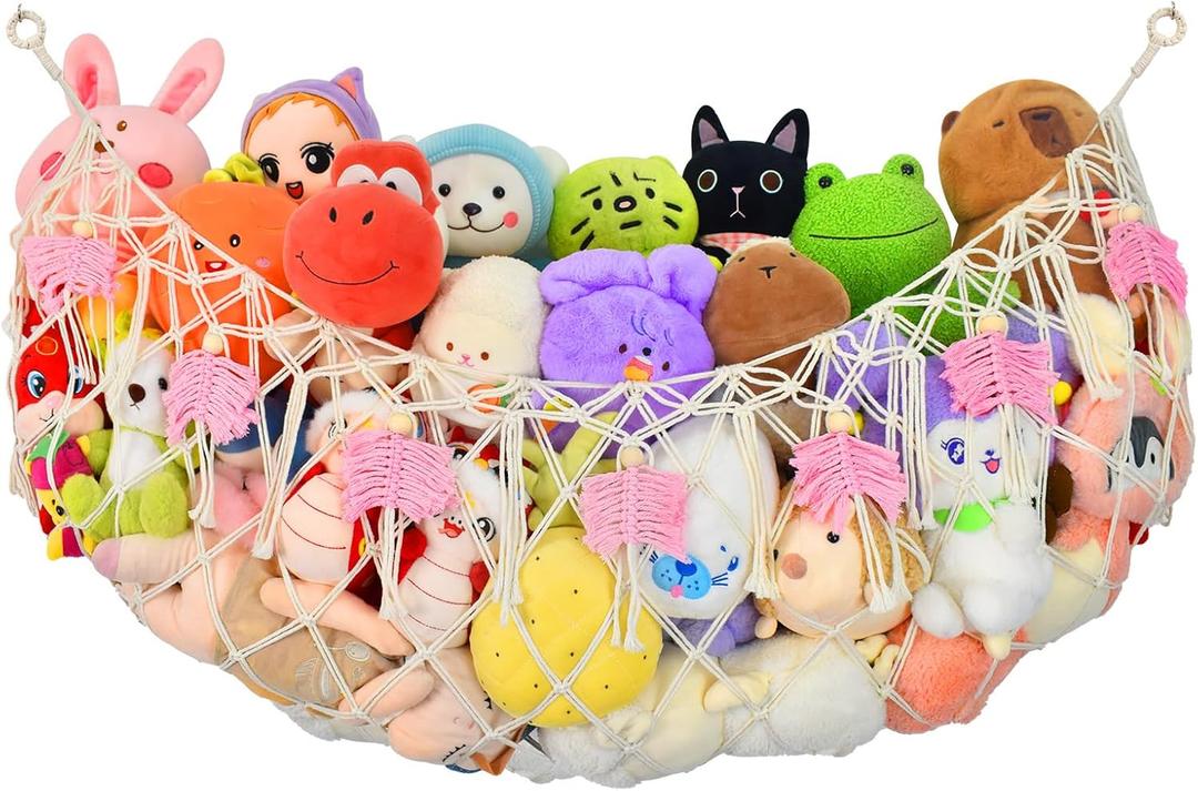 Stuffed Animal Storage Hammock,Large Stuffed Animal Net Or Hammock Wall Hanging Net, Plushie Net, Toy Hammock For Stuffed Animals,Net For Stuffed Animals Corner Large For Nursery Baby Bedroom Playroom