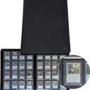 Rayvol 16-Pocket Toploader Binder, Holds 512 Toploaders 16 Pocket Top Loader Card Storage Case, 500 + Ringless Double-Sided Pockets for Cards in 3 x 4'' Toploaders (Black)