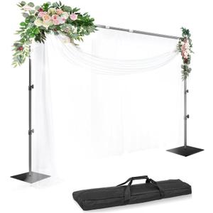 EMART Backdrop Stand, 8.5ft Height 10ft Width Adjustable Photography Background Support Poles with Heavy Duty Flat Base, Photo Metal Steel Pipe and Drape Frame Kit for Parties Birthday Wedding - Black