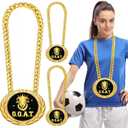 Equsion 3 Set Greatest of All Time Turnover Chain Medal 6" Big Gold MVP Champ Goat Medal Necklace Award MVP Goat Champion Chain for Football Soccer Baseball Volleyball League Sports Achievement