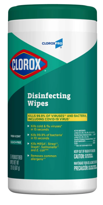 (LA-0100) Clorox Commercial Disinfecting Wipes, 75 count Sheets