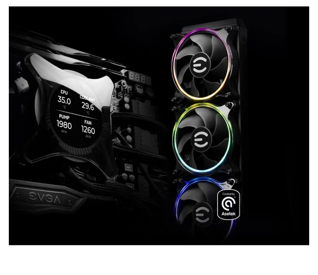 EVGA CLCx 360mm All-in-One LCD CPU Liquid Cooler, 3X 120mm PWM ARGB Fans, Intel, AMD,  400-HY-CX36-V1