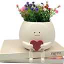 Face Planter Pots Head Cute Resin Cactus for Indoor Outdoor Face Vase Home Bookshelf Decor Unique Loving Heart Succulent Pot for Mother Girlfriend Wedding Anniversary