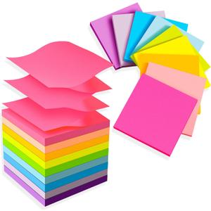 (18 Pads) Pop Up Sticky Notes 3x3 Refills, Strong Adhesive Memo Pad Bulk with 9 Bright Colors, Suitable for Home, Office, School, Clean Removal