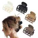 DEEKA Double Row Teeth Hair Clips Small Claw Clips for Thin Hair 4 Pack 1.6" Medium Matte Non-slip Short Hair Accessories for Women and Girls (Matte Neutral Colors)