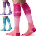 FITRELL 3 Pairs Compression Socks for Women and Men 20-30mmHg-Circulation Support Socks (Large-X-Large, Pink+Purple+Blue)