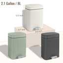 Rejomiik Small Bathroom Trash Can with Lid 2.1 Gallon Soft Close Step Slim Garbage Can Waste Bin for Office, Bedroom, Kitchen, Cream