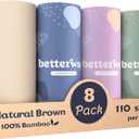 Betterway Bamboo Natural Brown Paper Towels - 8 Rolls, 2 Ply, 110 sheets - Plastic Free, PFAS Free, Disposable Kitchen Paper Towels - Select Size, Tree Free, Compostable, Strong & Absorbent