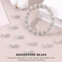 120pcs 10mm Rhinestone Beads for Jewelry Making, White Shiny Round Shamballa Disco Ball Beads Bulk, Sparkle Crystal Clay Christmas for Bracelet Baseball Necklace Earring Crafting and DIY