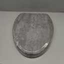 Toilet Seat, Slow Close, Premium Moulded Wood, Quick Release, Slate Marble Look, PIKLiDS, Laminated Woodgrain Finish (Elongated)