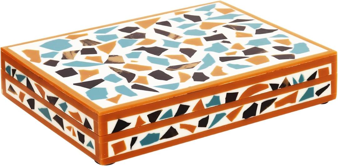 Handicrafts Home Decorative Box 8x6  Photo Storage Box, Jewelry Organizer, Modern Decorative Storage Box with Lid, Bohemian Table Dcor, Vintage Keepsake Box for Shelf or Coffee Table Dcor (MOSAIC-GOLD)