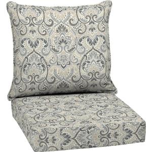 Arden Outdoor Deep Seat Cushion Set, 24 in x 24 in, Weather-Proof, Rain-Proof, Fade Resistant Patio Cushion for Chair, Sofa, and Couch Neutral Aurora Damask